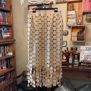 Chic Beige Circle Pattern Maxi Skirt